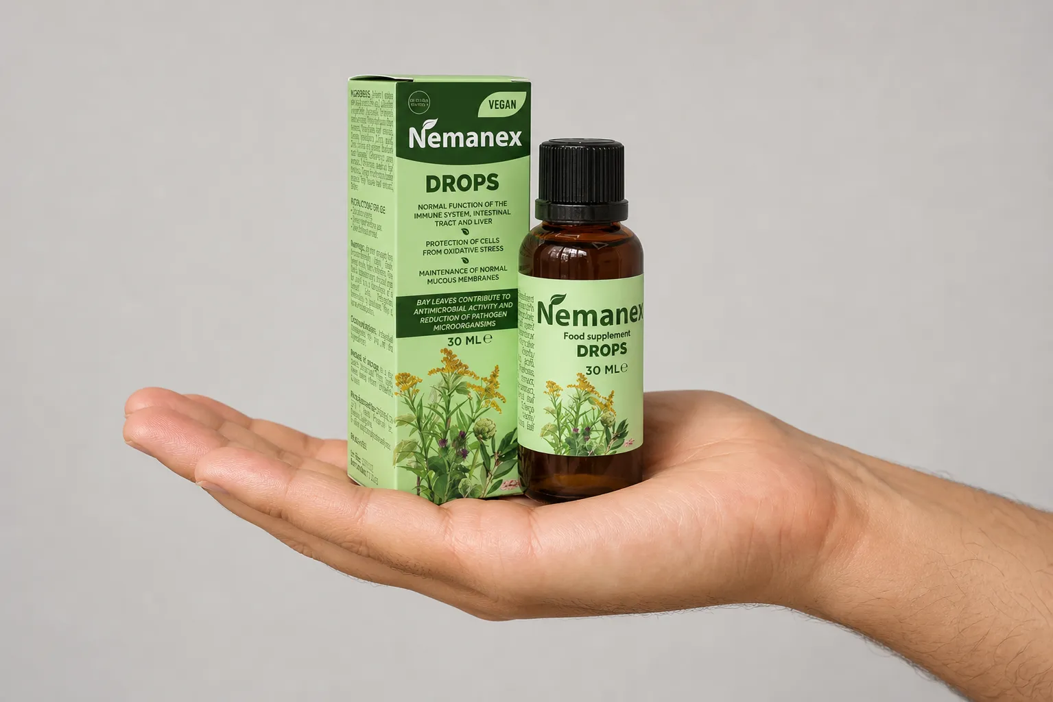 NEMANEX — Verpackung in der Hand