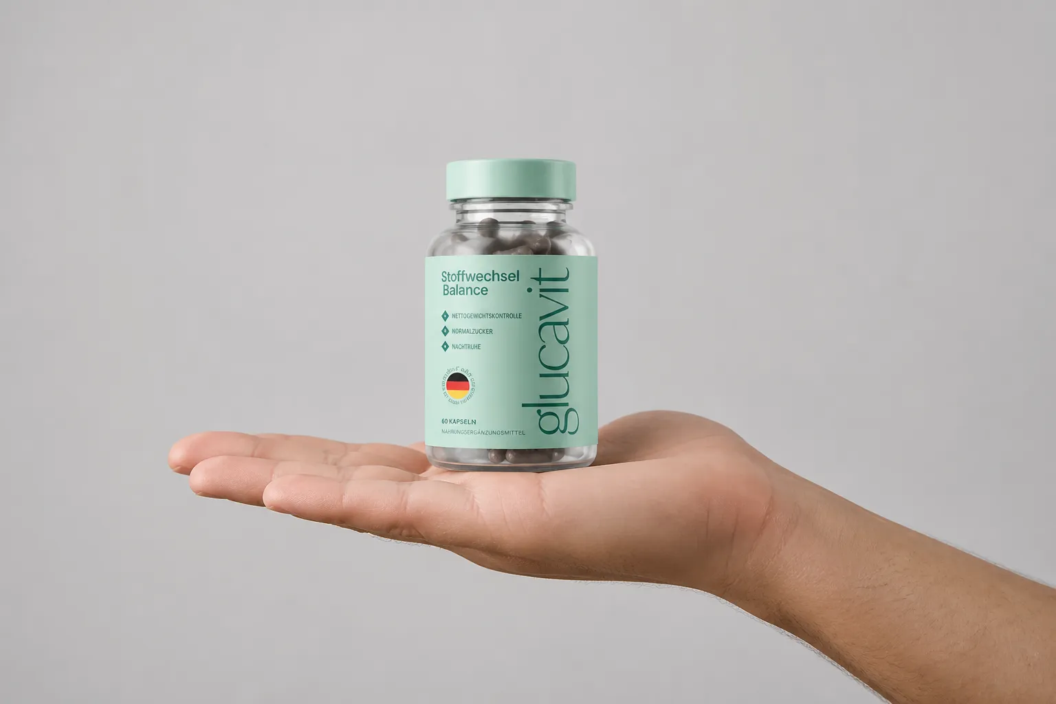 Glucavit — Verpackung in der Hand