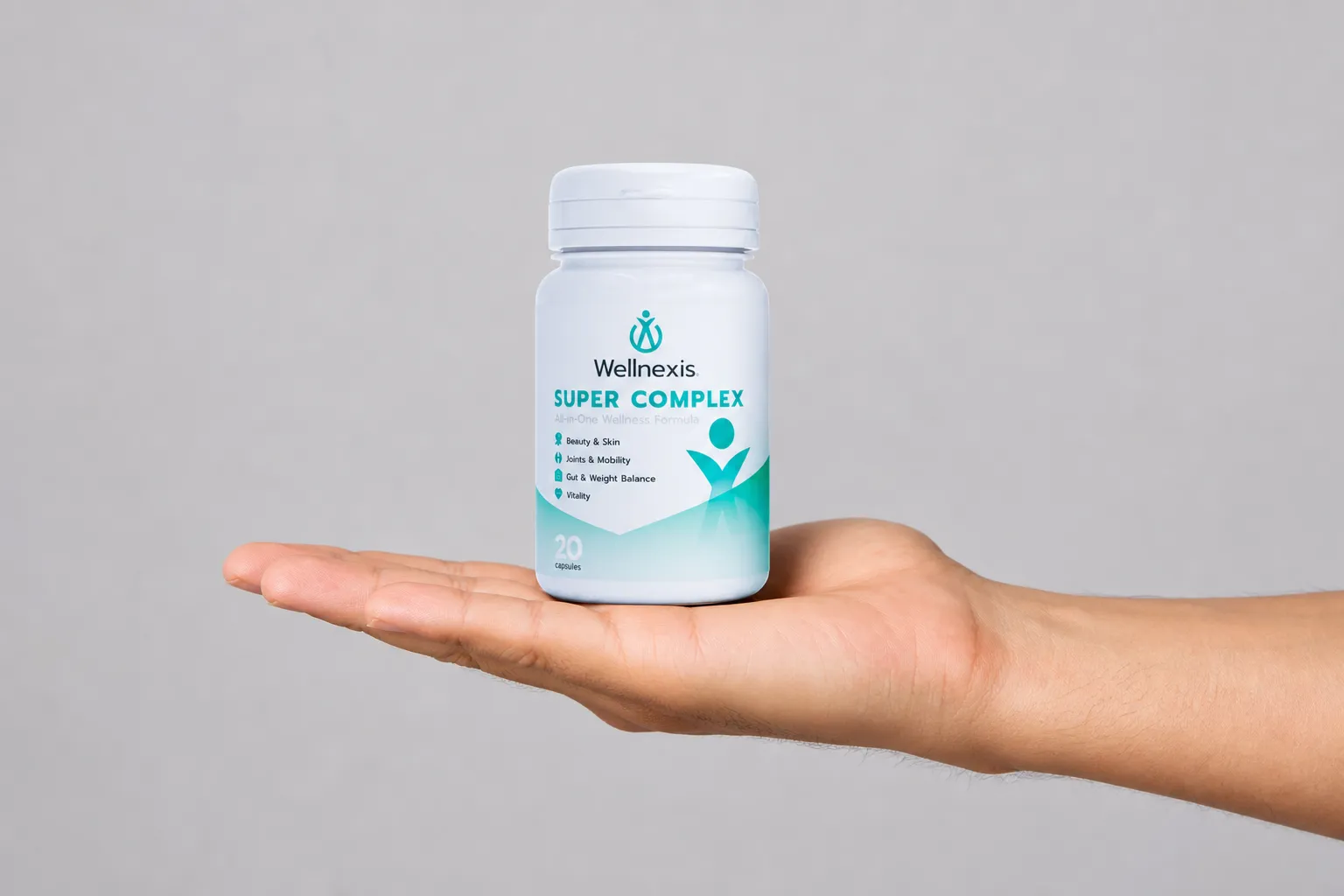 Wellnexis — Verpackung in der Hand