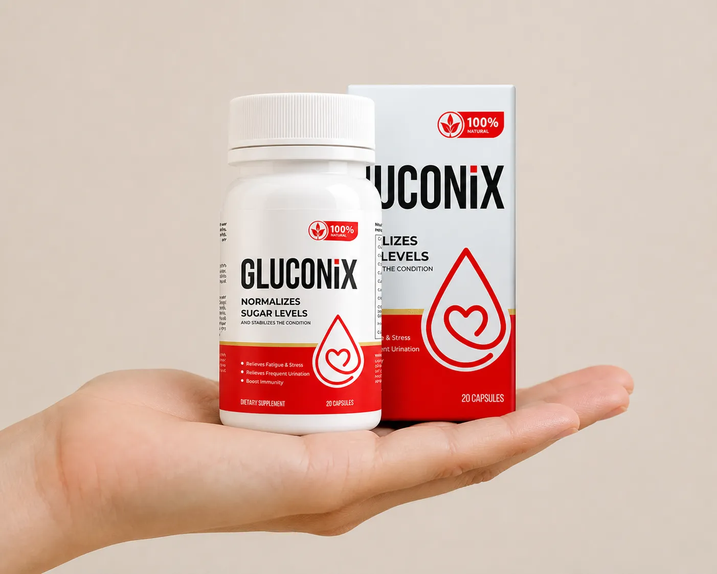 Gluconix — Verpackung in der Hand