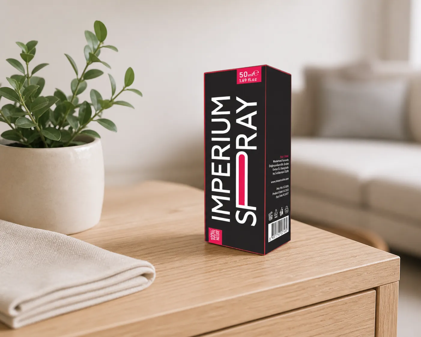 Imperium Spray — Verpackung im Alltag