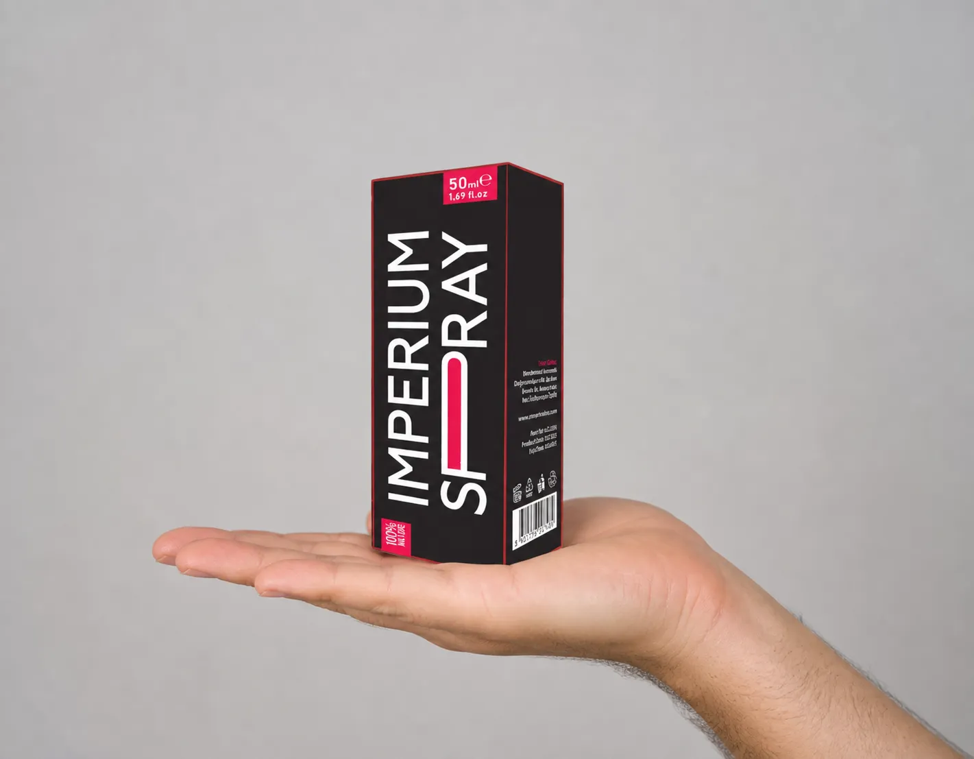 Imperium Spray — Verpackung in der Hand
