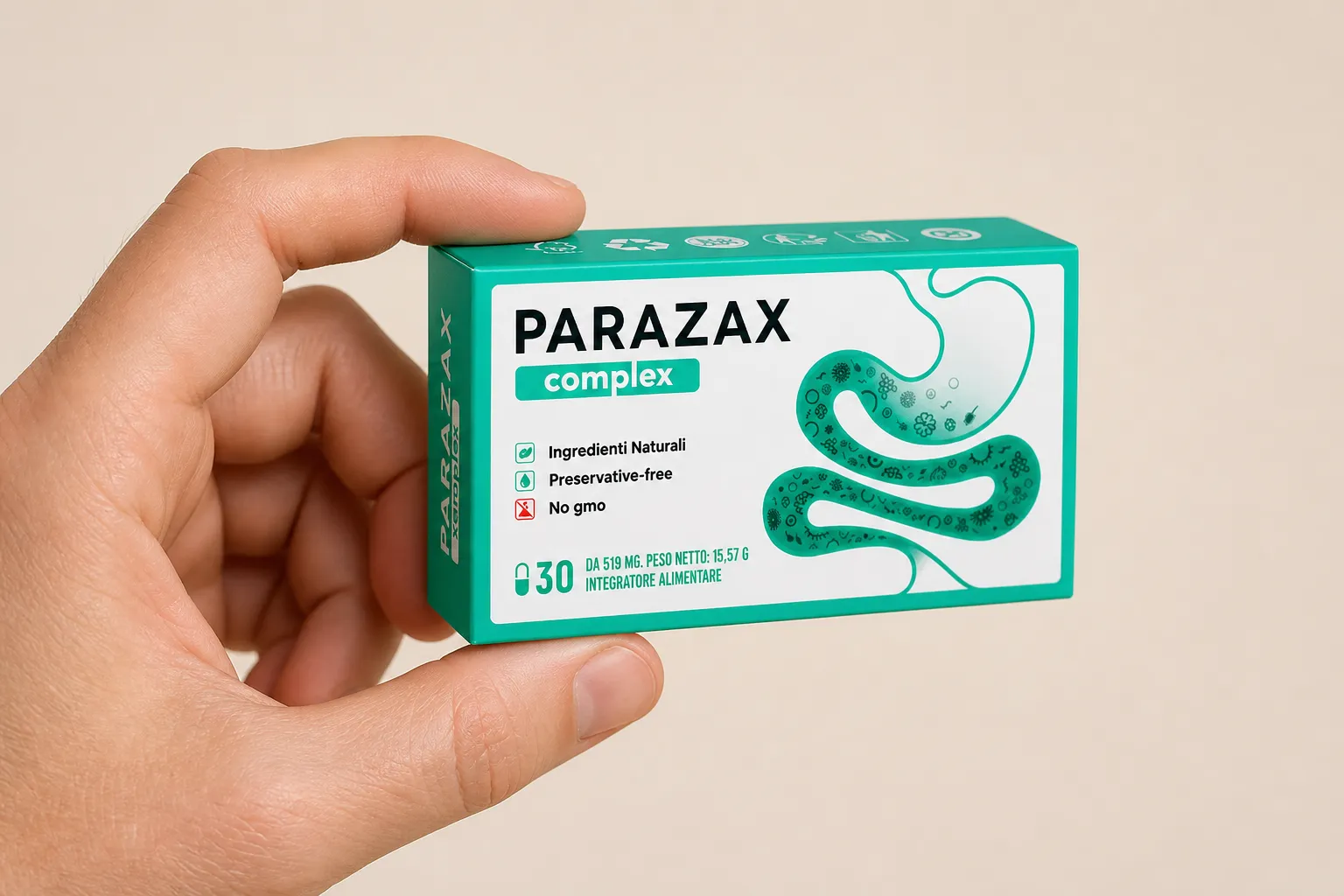 Parazax Complex — Verpackung in der Hand
