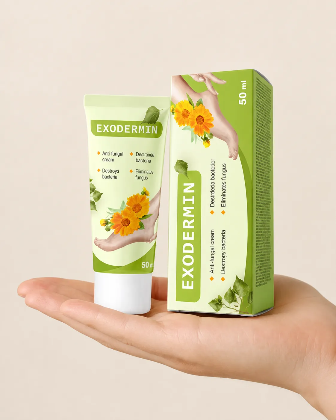 Exodermin — Verpackung in der Hand