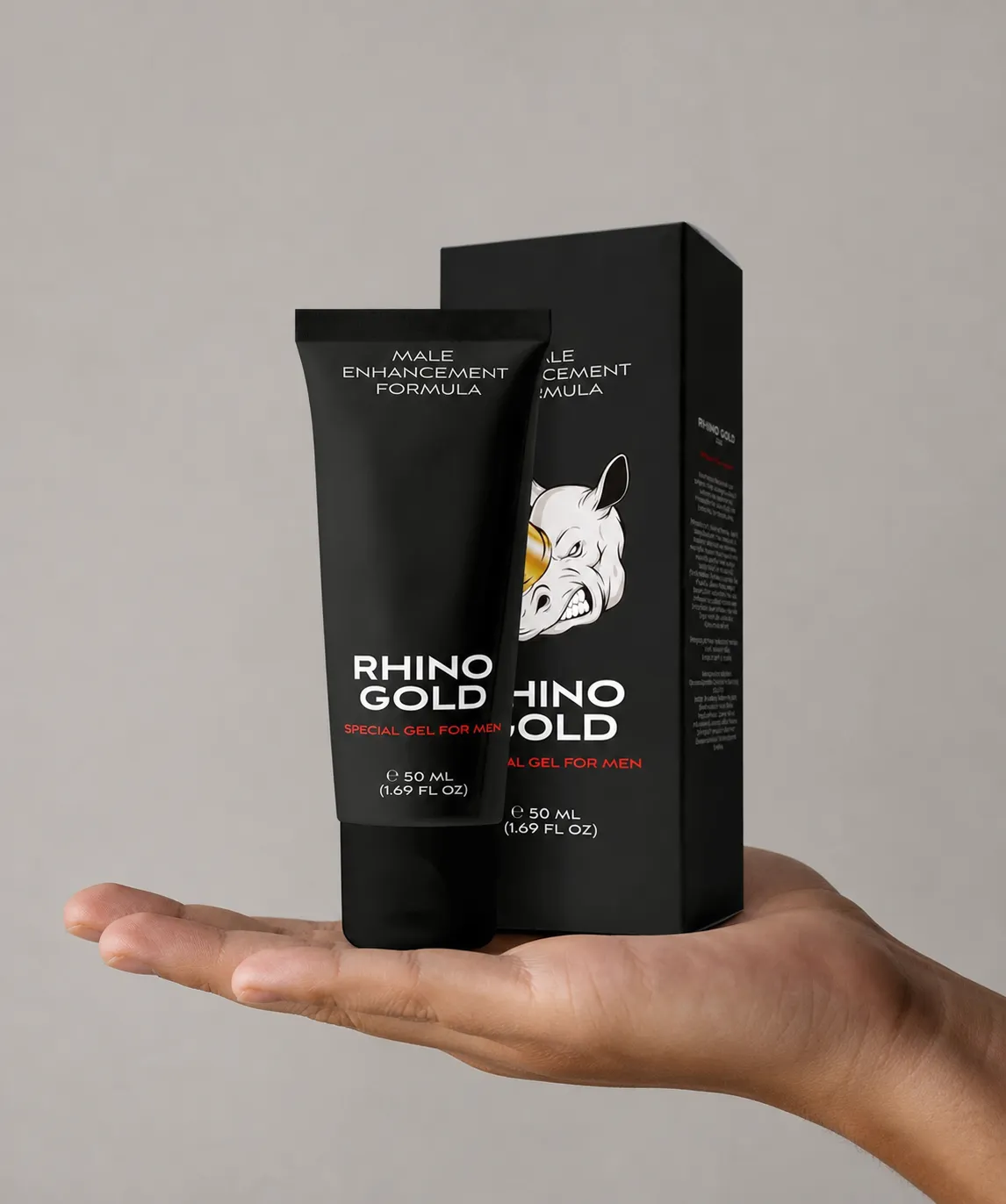 Rhino Gold Gel — Verpackung in der Hand