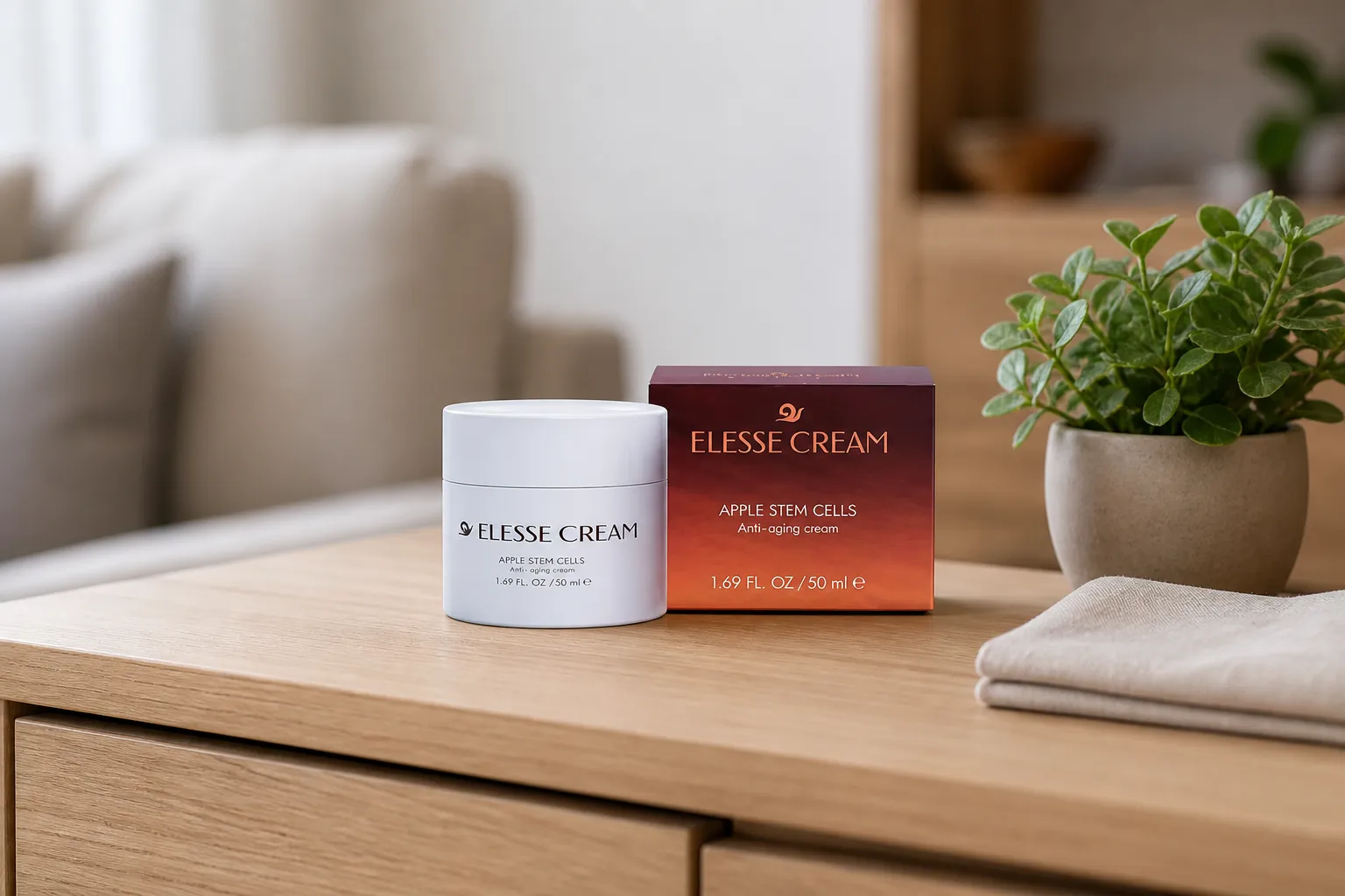 Elesse Cream — Verpackung im Alltag