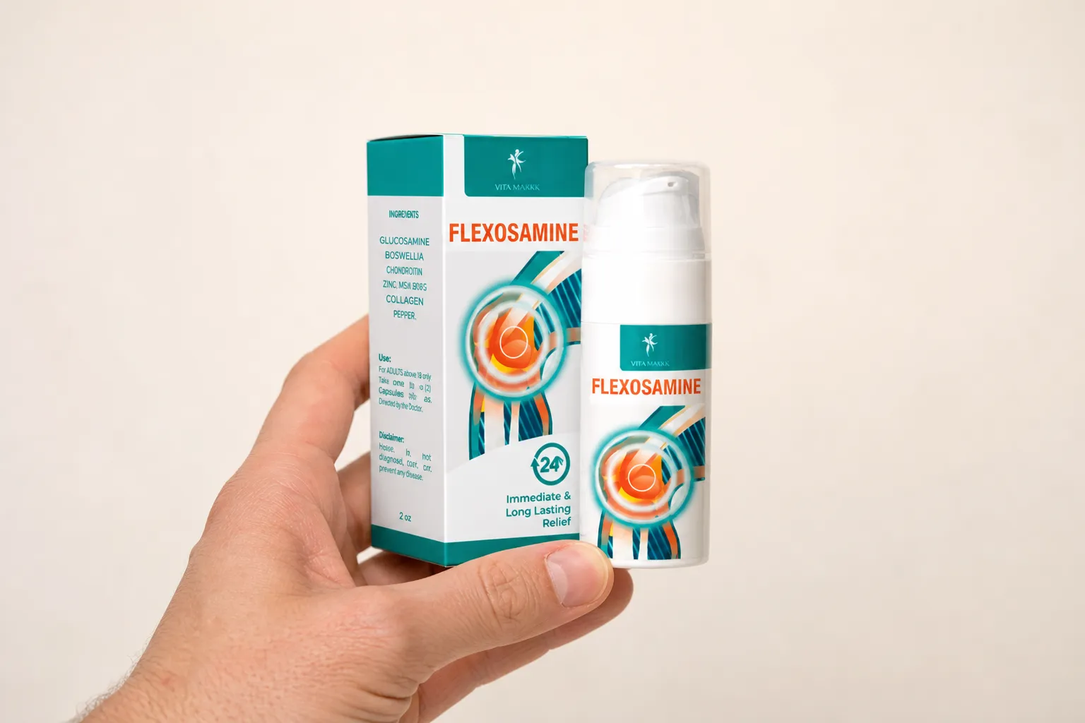 Flexosamine Gel — Verpackung in der Hand