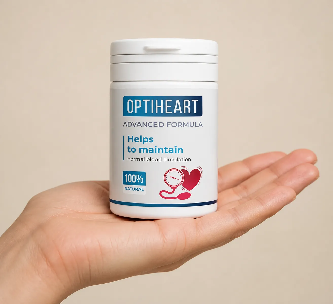 Optiheart — Verpackung in der Hand