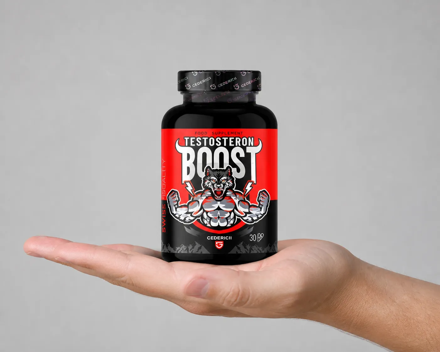 Testosteron Boost — Verpackung in der Hand