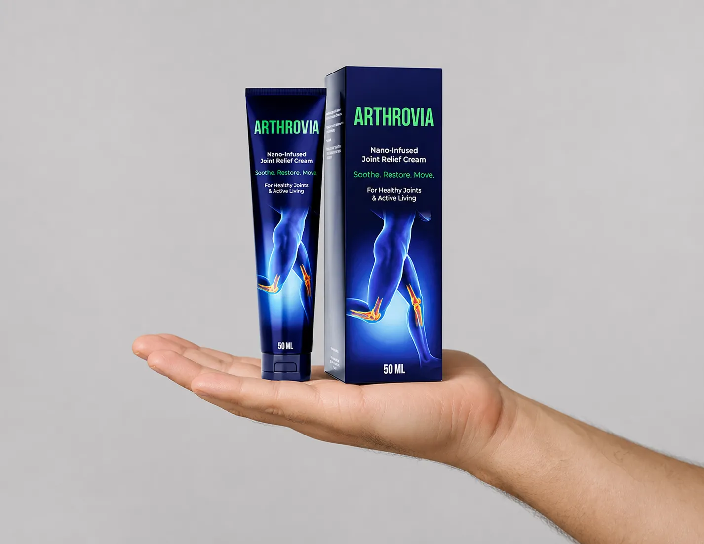 Arthrovia — Verpackung in der Hand