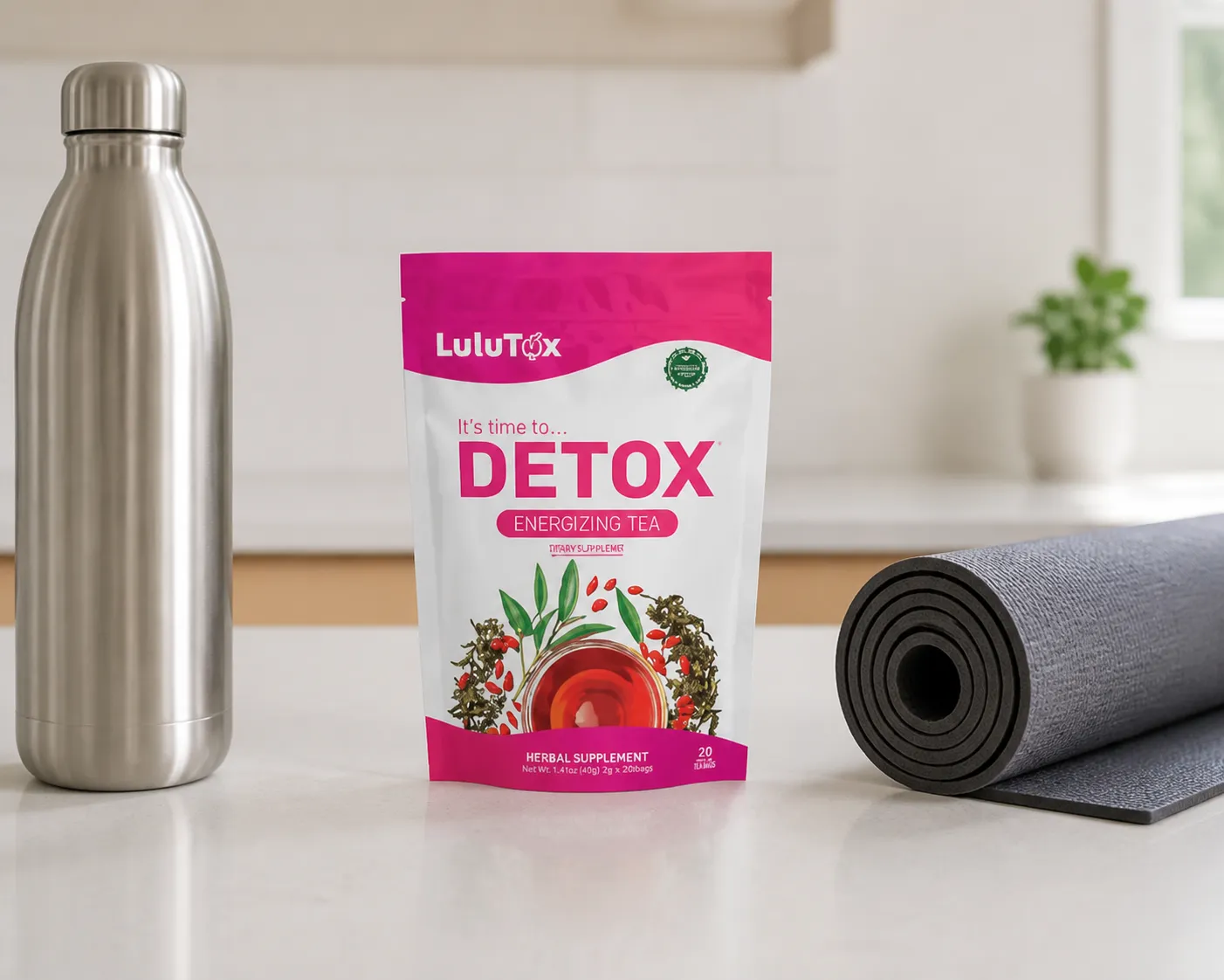 Lulutox Detox Tea — Verpackung im Alltag