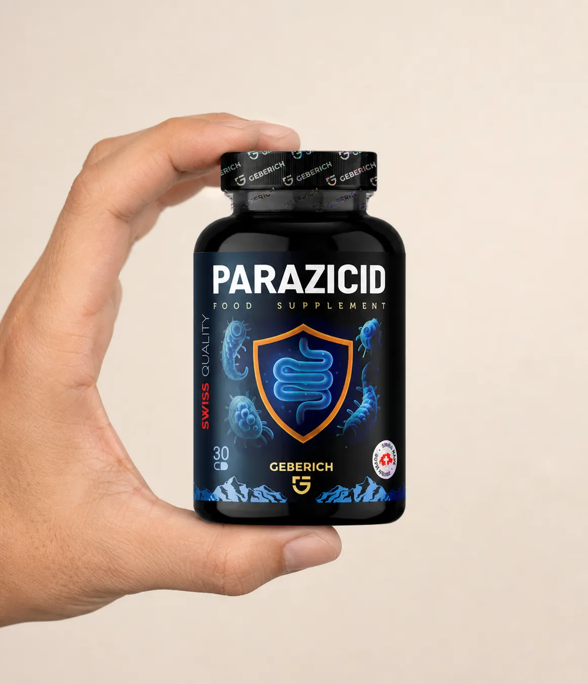 Parazicid — Verpackung in der Hand
