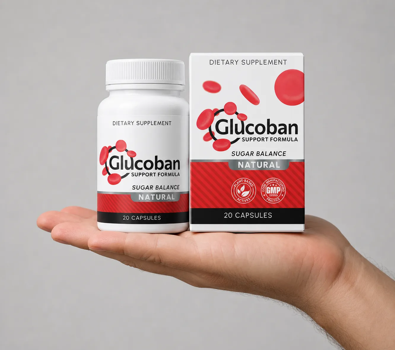 Glucoban — Verpackung in der Hand