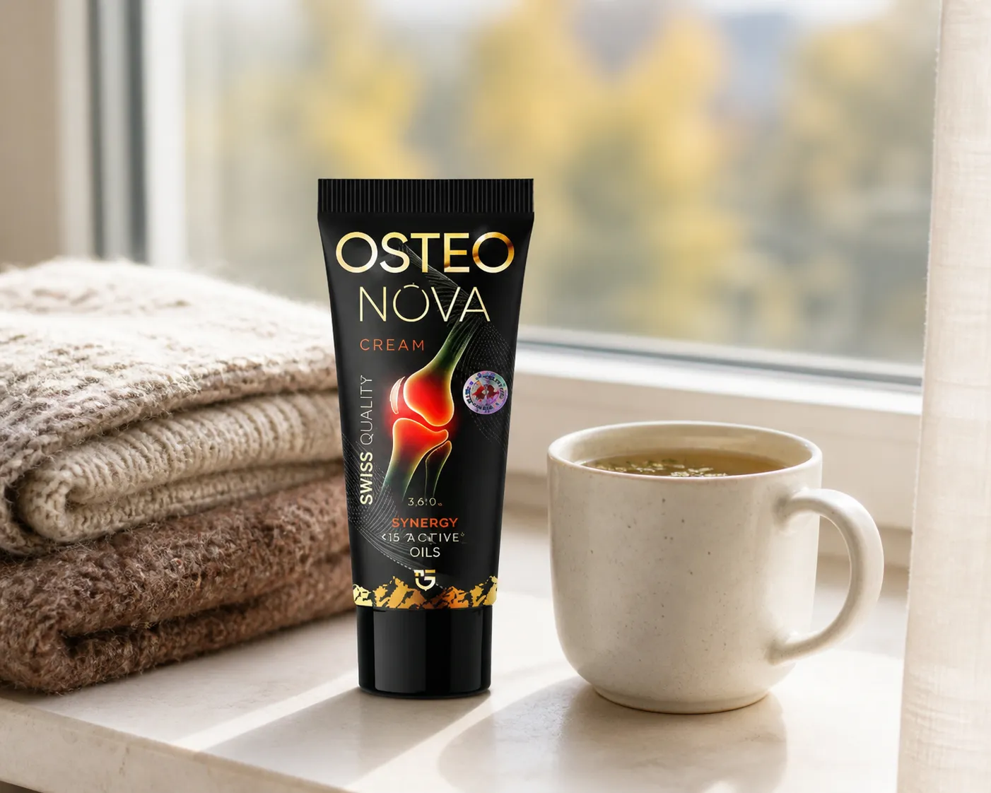 OsteoNova cream — Verpackung im Alltag