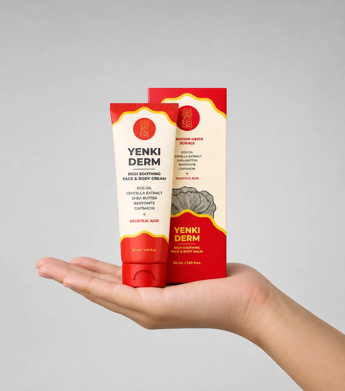 Yenki Derm — Verpackung in der Hand