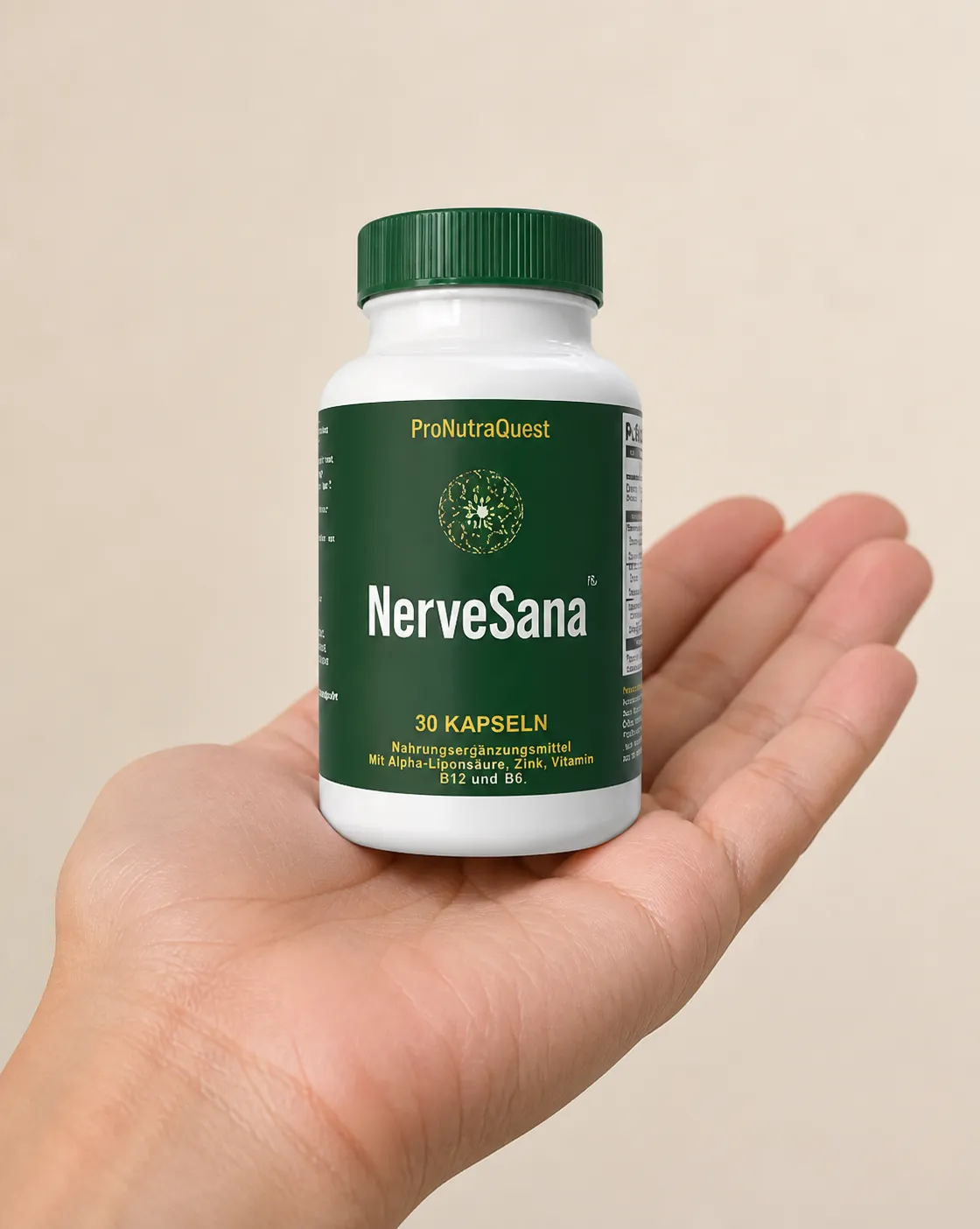 NerveSana — Verpackung in der Hand