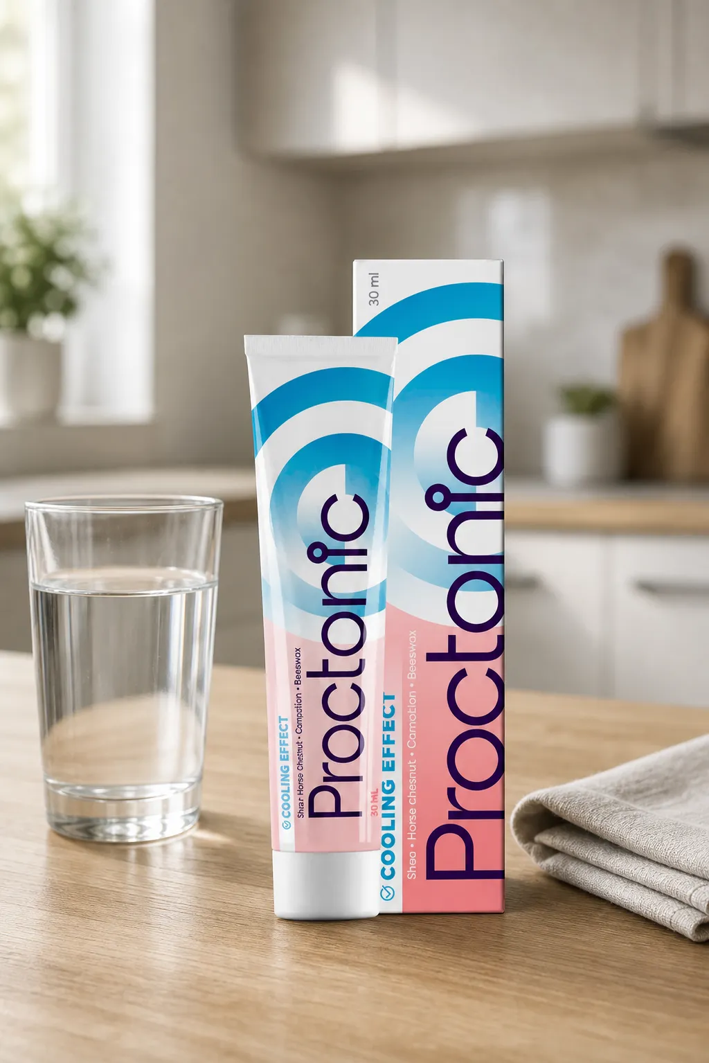 Proctonic — Verpackung im Alltag