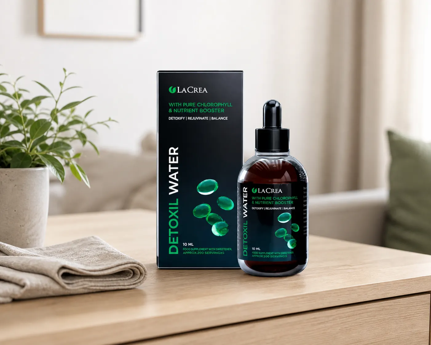 Detoxil water — Verpackung im Alltag