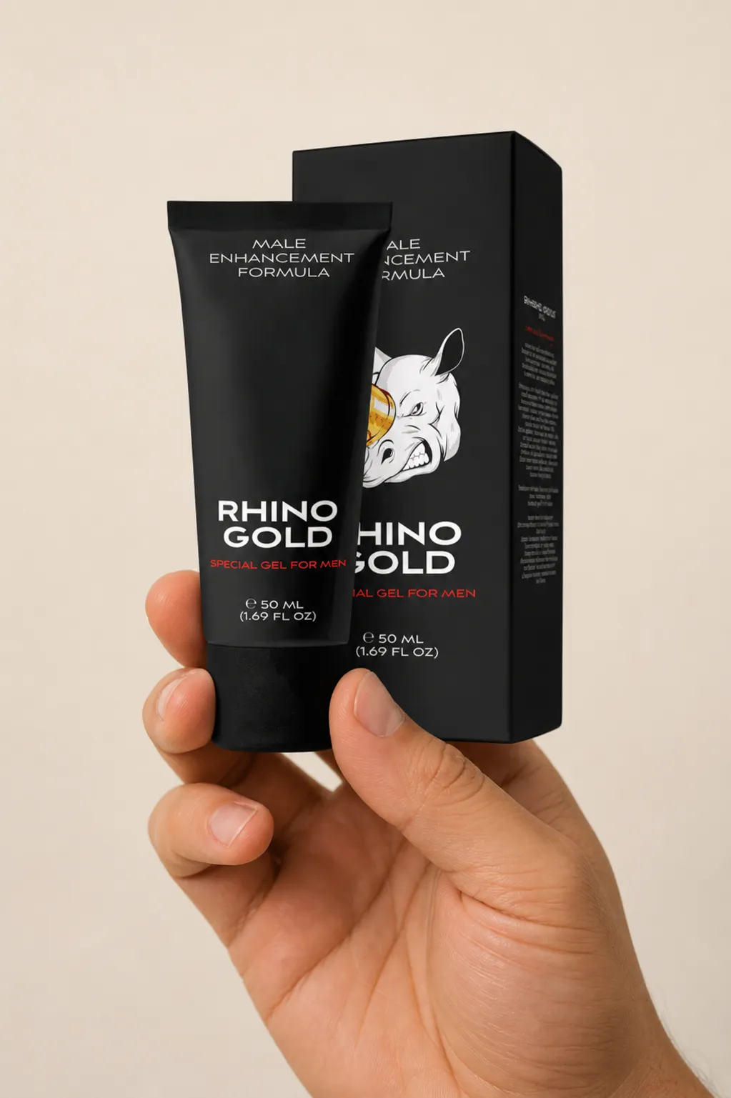 Rhino Gold Gel — Verpackung in der Hand