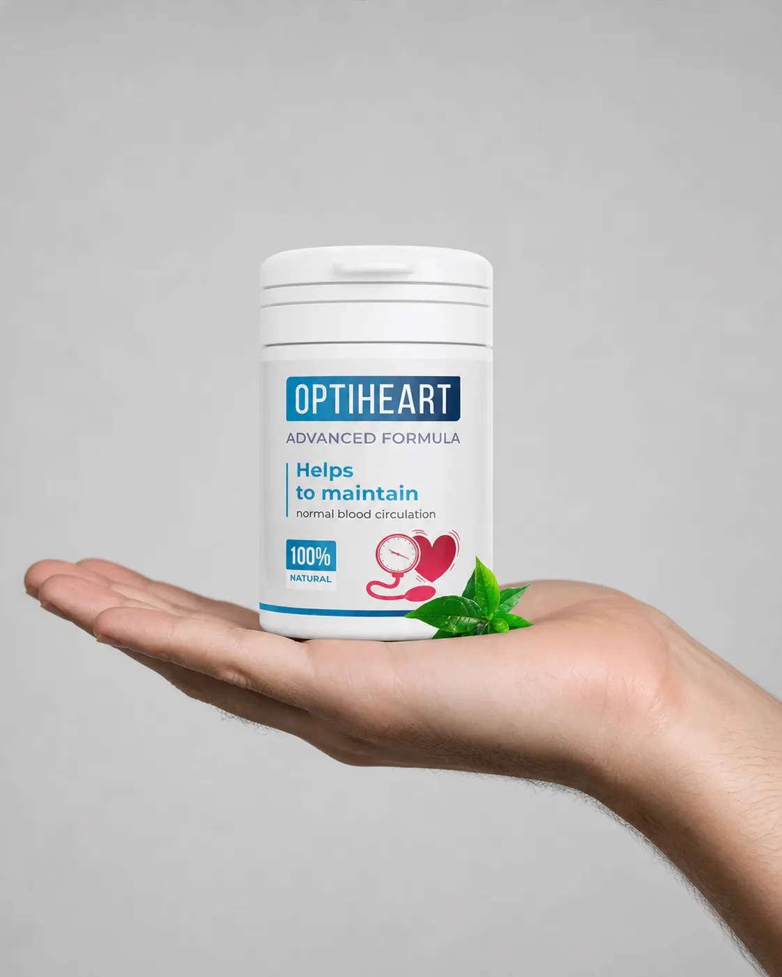 Optiheart — Verpackung in der Hand