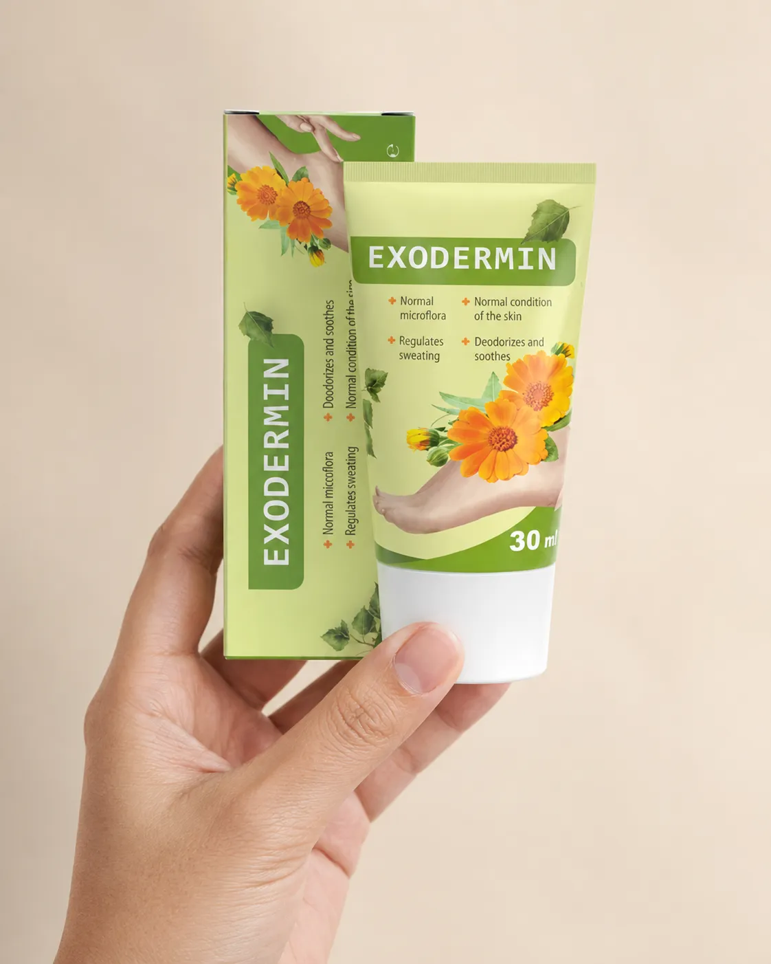 Exodermin — Verpackung in der Hand
